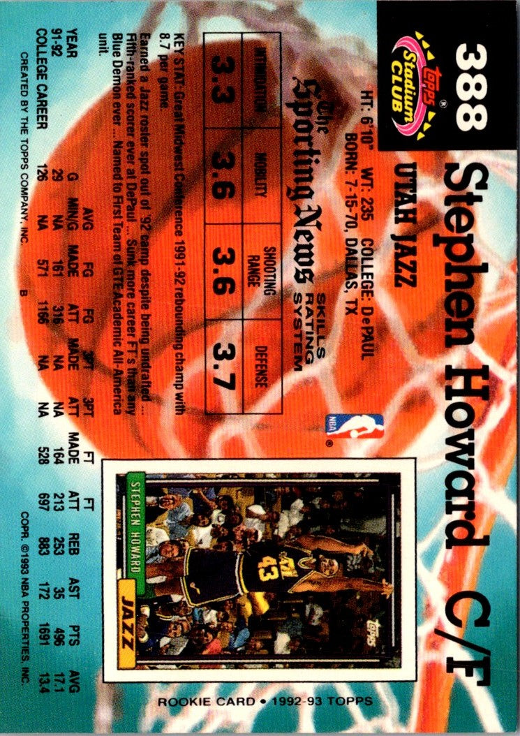 1992 Stadium Club Members Only Stephen Howard