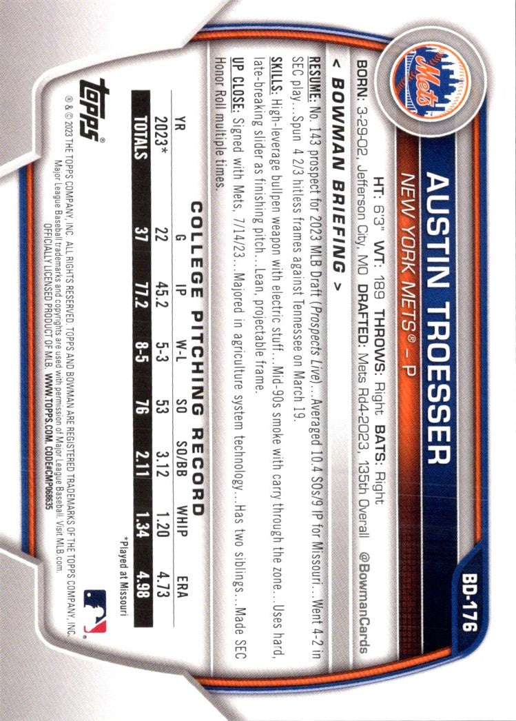 2023 Bowman Draft Austin Troesser