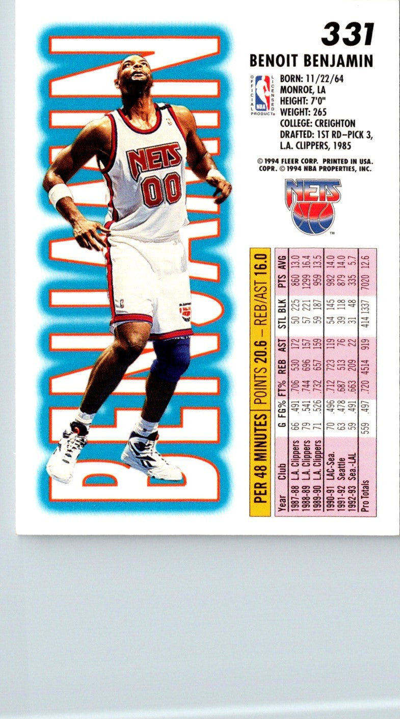 1993 Fleer Benoit Benjamin