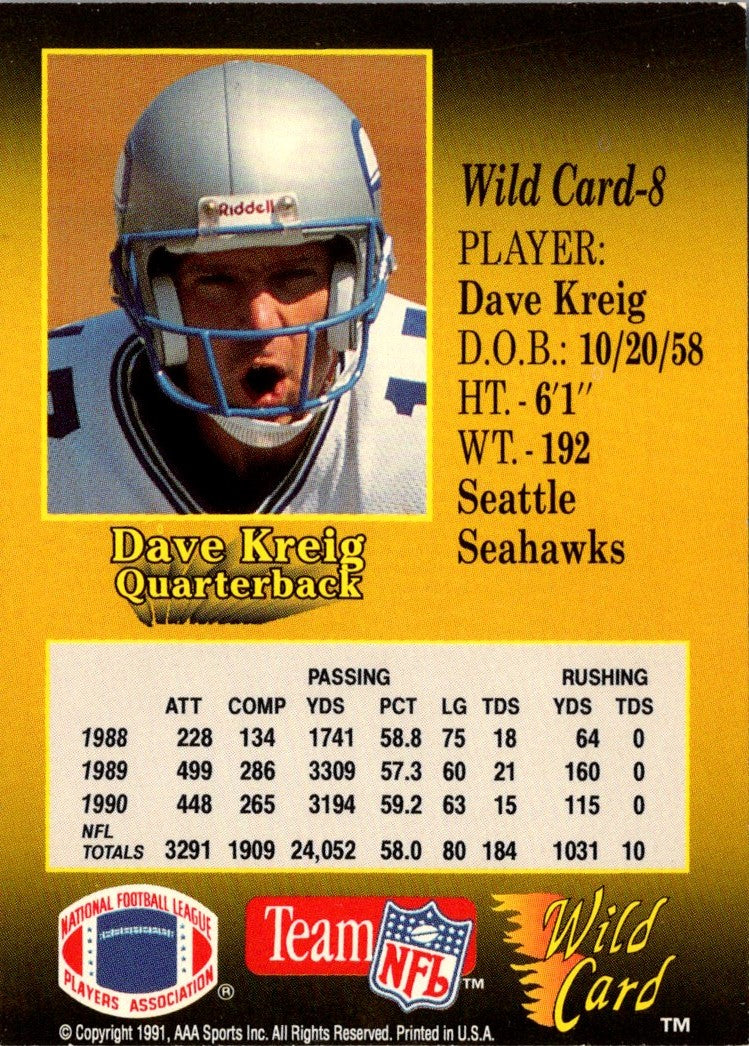 1991 Wild Card Dave Krieg