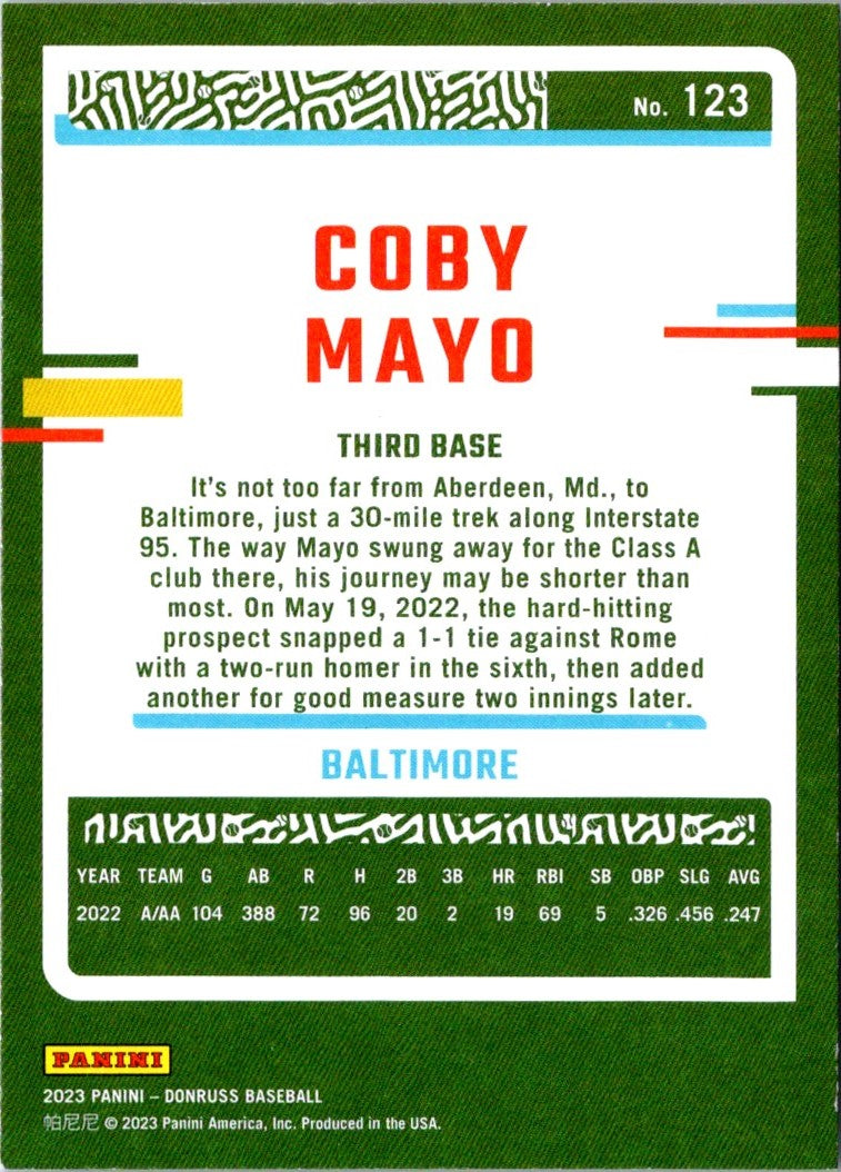 2023 Donruss Holo Orange Coby Mayo