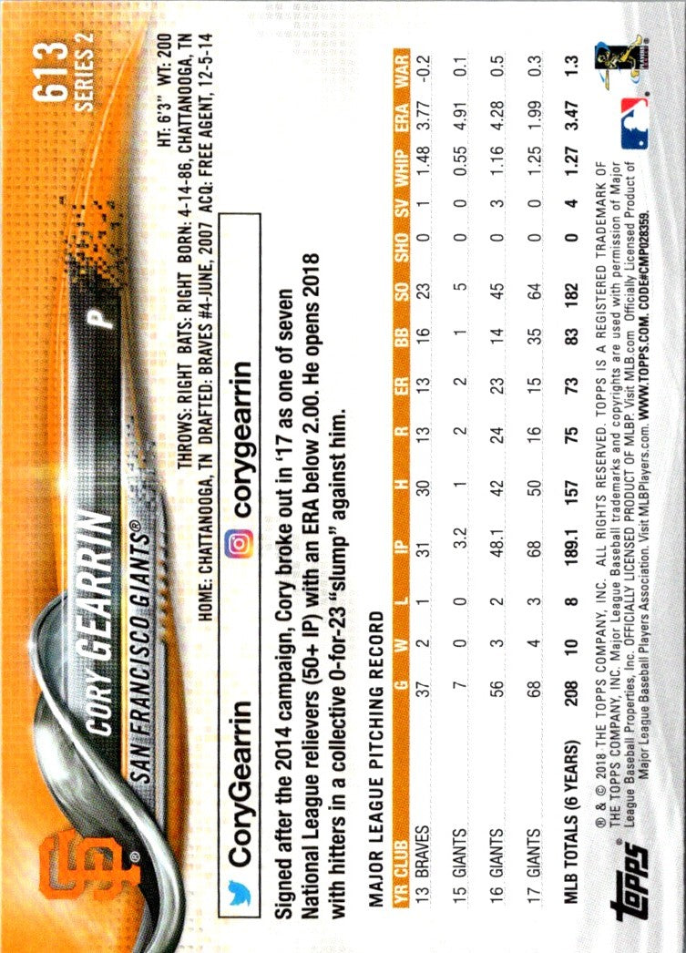 2018 Topps Cory Gearrin