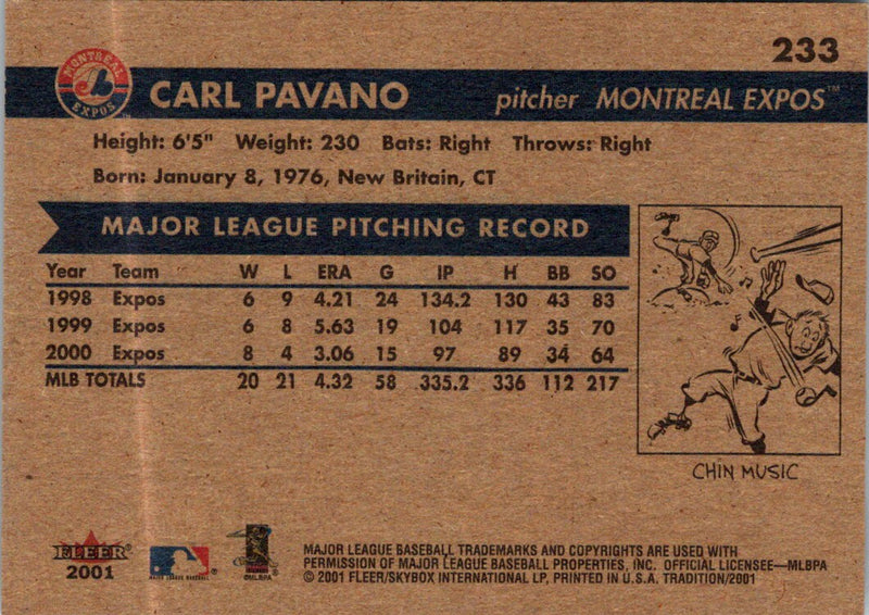 2001 Fleer Tradition Carl Pavano