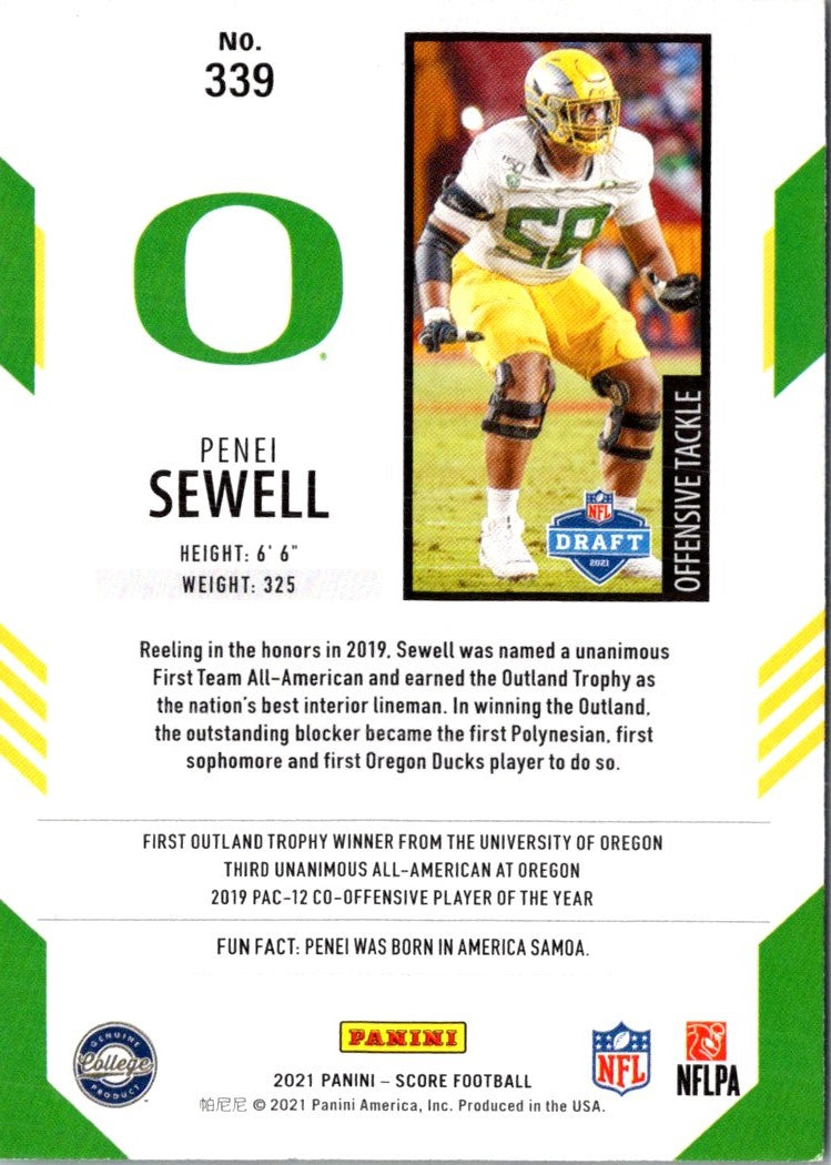 2021 Score Green Penei Sewell