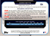 2015 Bowman Draft Picks & Prospects Chrome Chris Betts #194