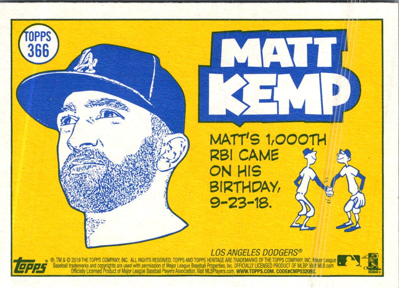 2019 Topps Heritage Matt Kemp