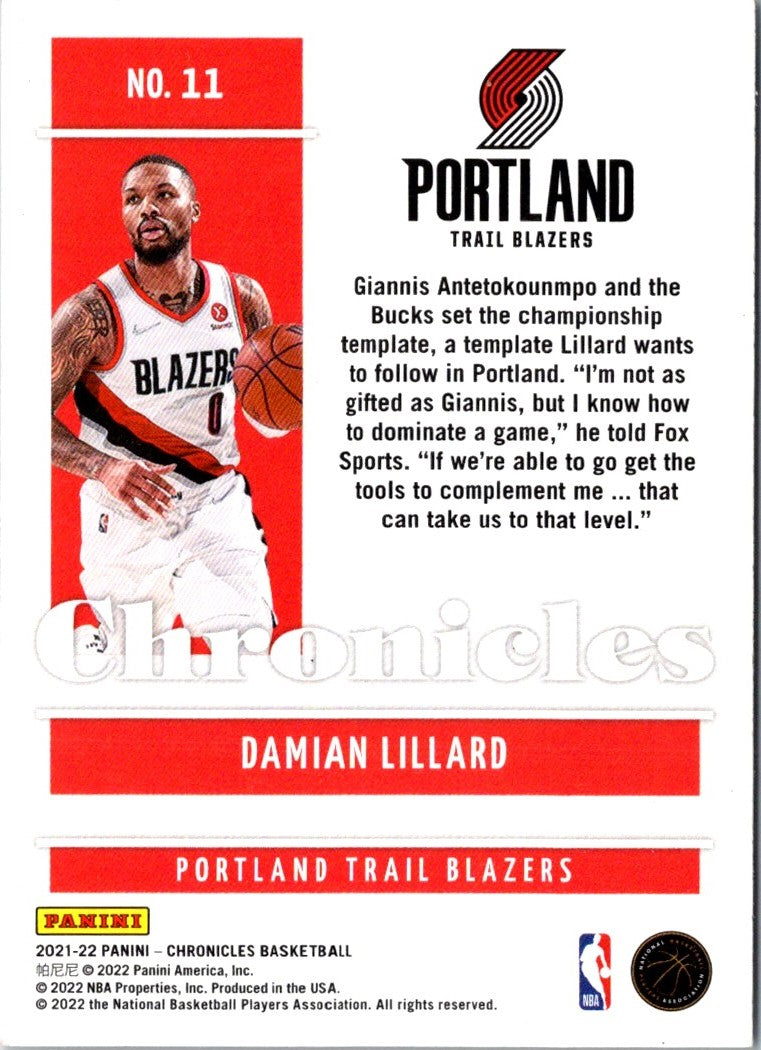 2022 Panini Contenders Optic Suite Shots Red Damian Lillard