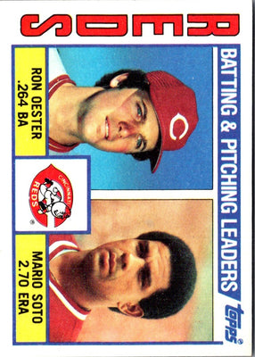 1984 Topps Reds Batting & Pitching Leaders/Ron Oester/Mario Soto #756