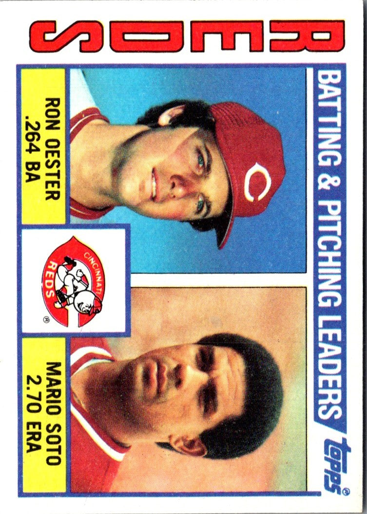 1984 Topps Reds Batting & Pitching Leaders/Ron Oester/Mario Soto