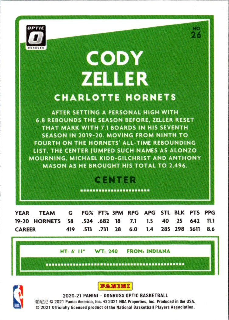 2020 Donruss Optic Cody Zeller