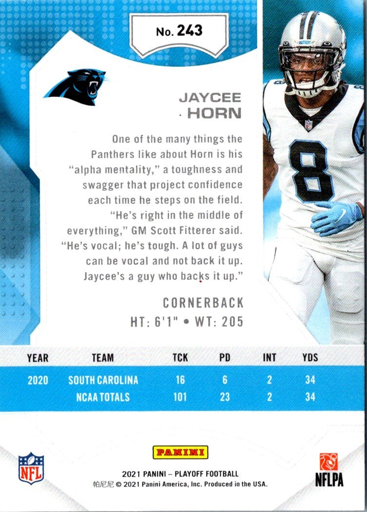 2021 Panini Playoff Kickoff Jaycee Horn