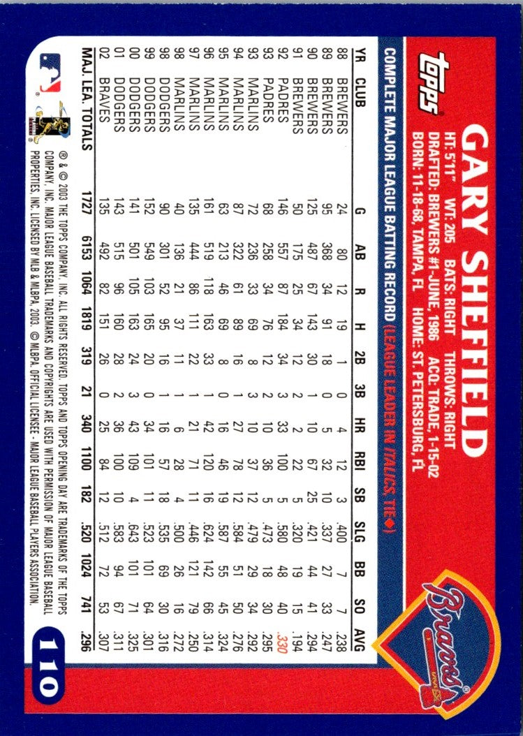 2003 Topps Opening Day Mini Stickers Gary Sheffield