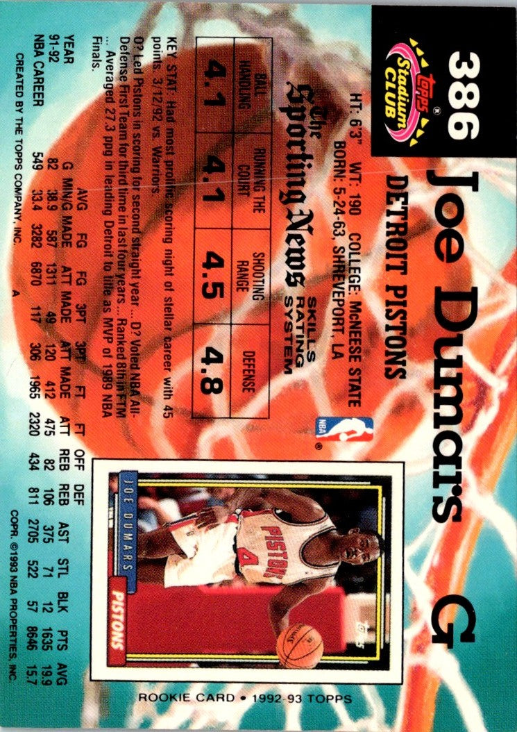 1992 Stadium Club Members Only Joe Dumars