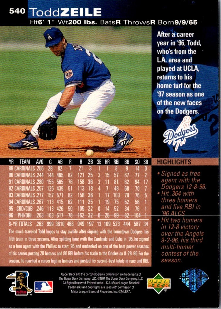 1997 Upper Deck Todd Zeile