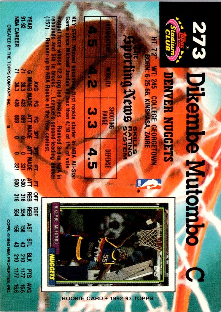 1992 Stadium Club Members Only Dikembe Mutombo