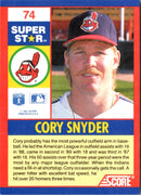 1991 Score 100 Superstars Cory Snyder