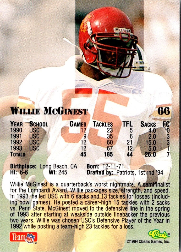 1994 Classic NFL Draft Willie McGinest