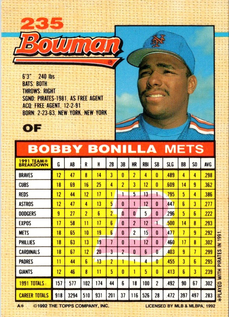 1992 Bowman Bobby Bonilla