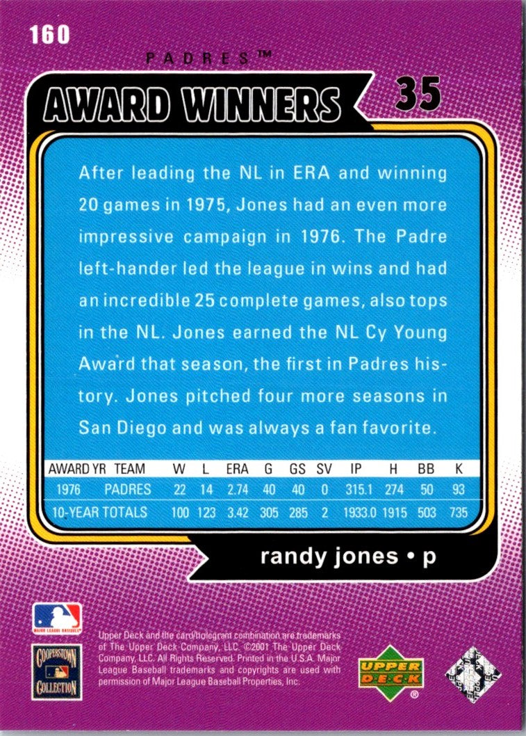 2001 Upper Deck Decade 1970's Randy Jones