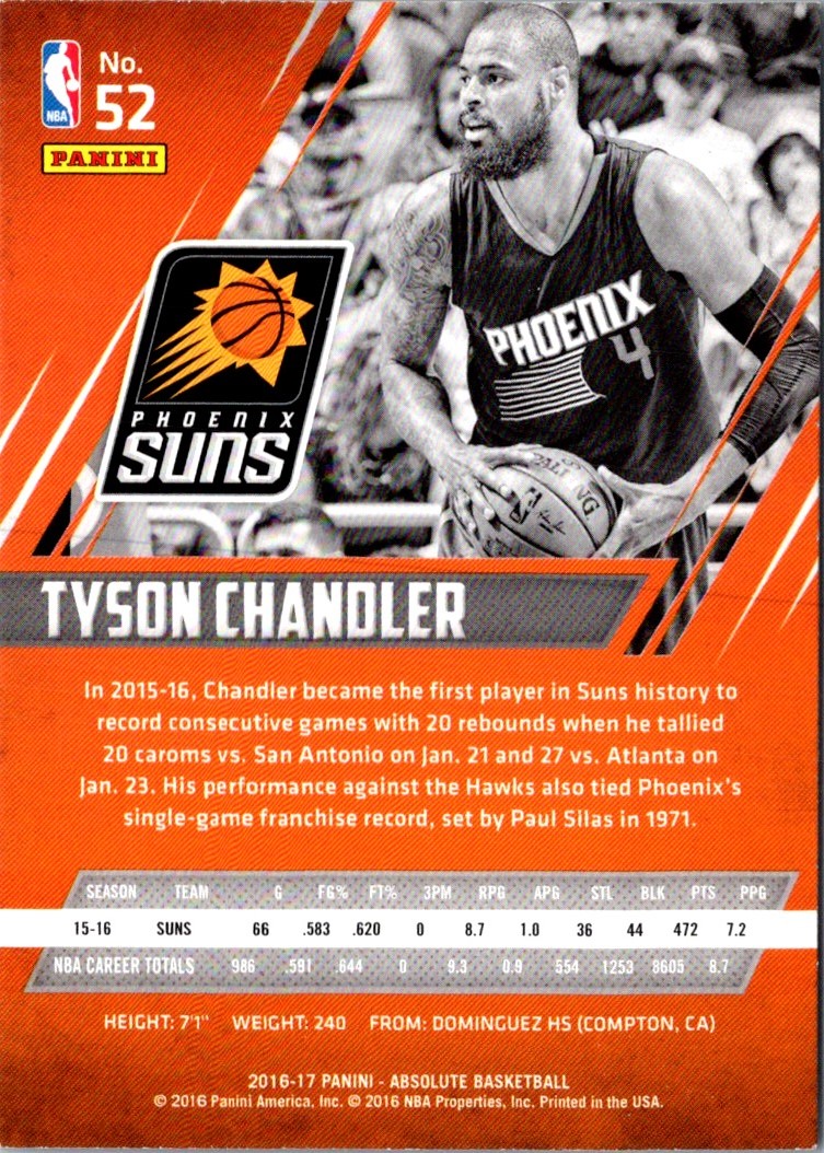 2016 Panini Absolute Tyson Chandler