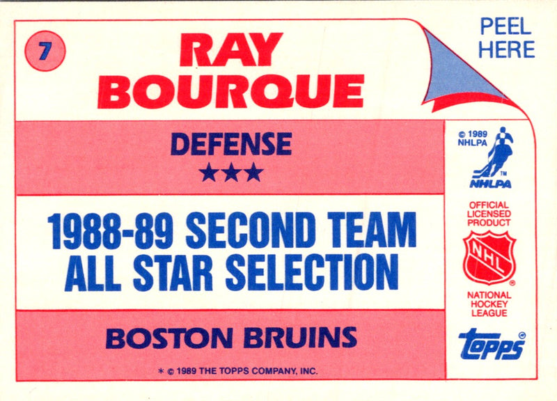 1989 Topps Sticker Inserts Ray Bourque