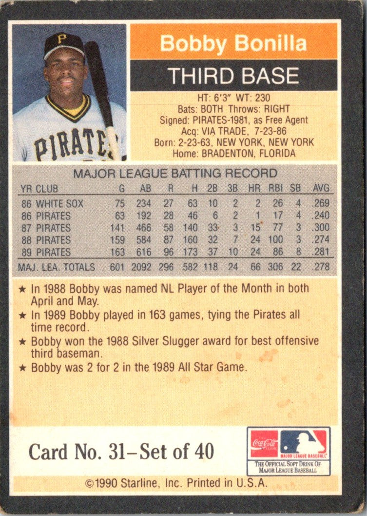 1990 Star Bobby Bonilla Bobby Bonilla