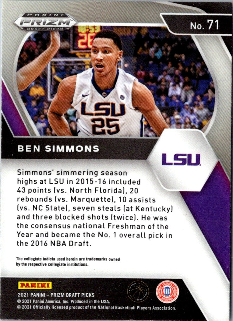 2021 Panini Prizm Draft Picks Blue Ben Simmons