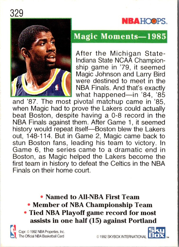 1992 Hoops Magic Johnson Magic Moments--1985