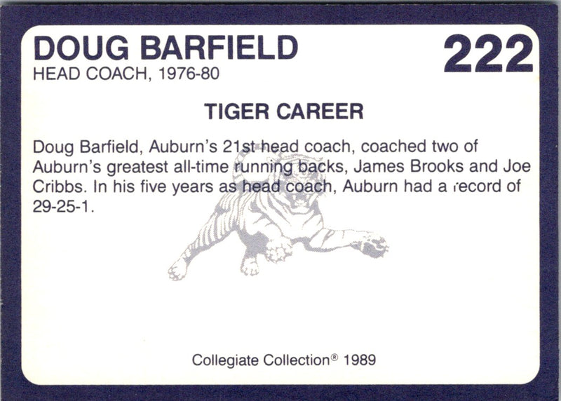 1989 Collegiate Collection Auburn Coke 580 Doug Barfield