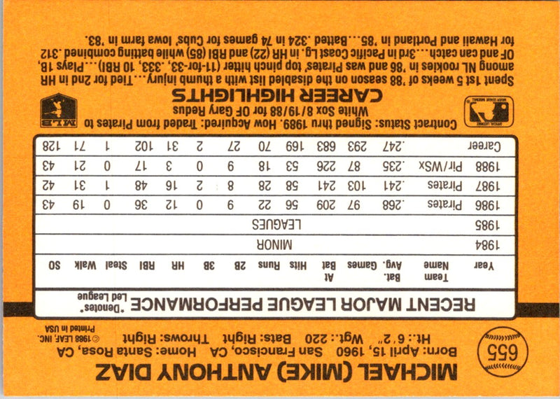 1989 Donruss Mike Diaz