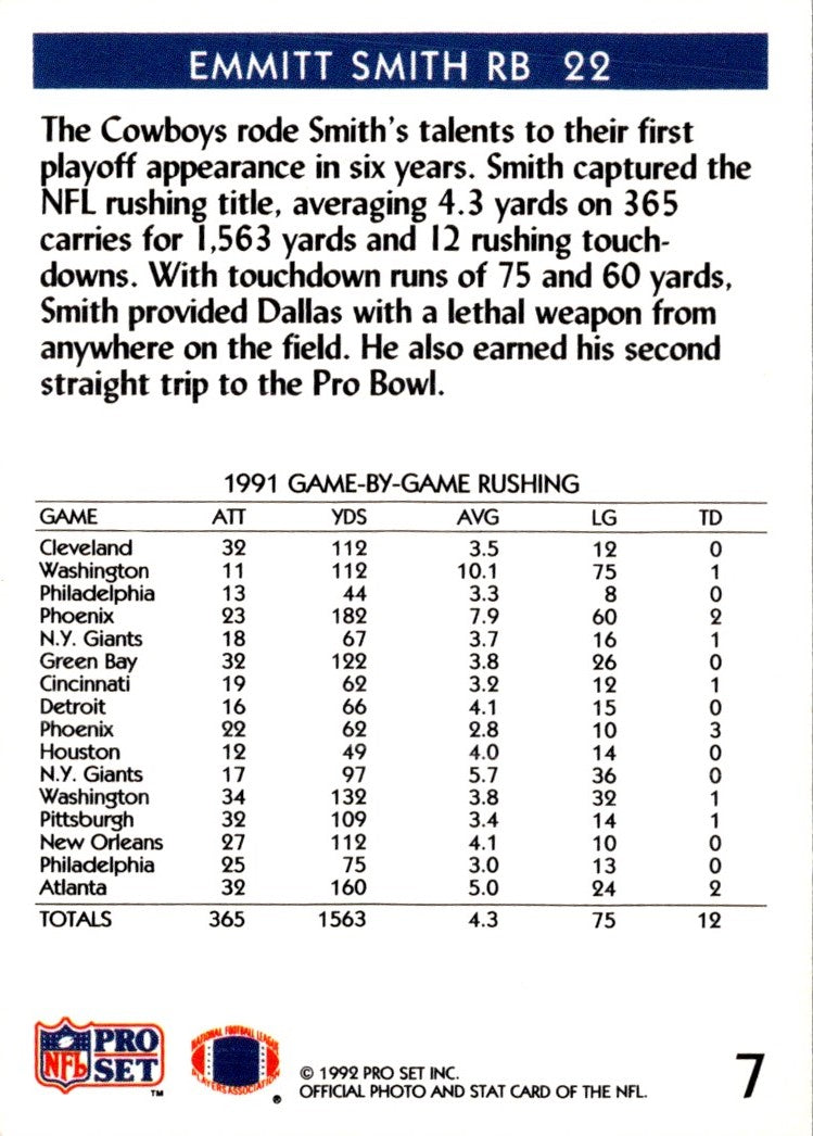 1992 Pro Set Emmitt Smith