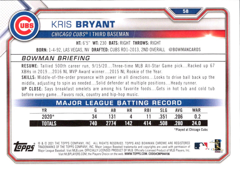 2021 Bowman Kris Bryant