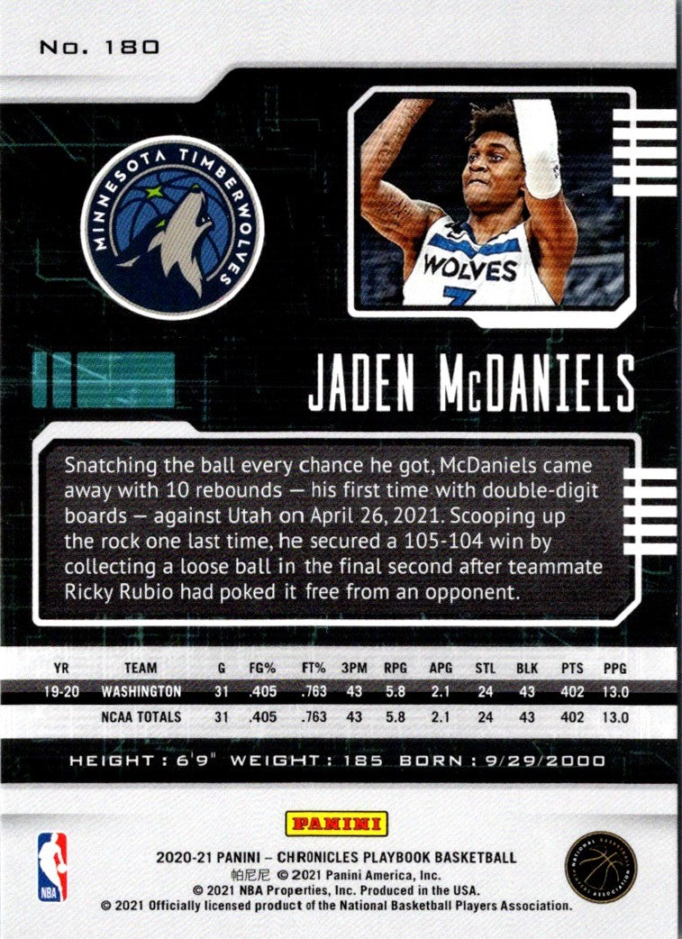 2020 Panini Chronicles Jaden McDaniels