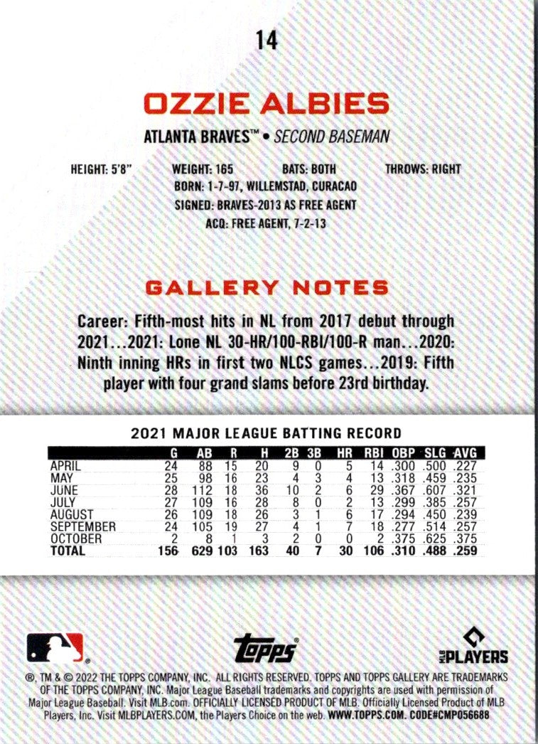 2022 Topps Gallery Ozzie Albies