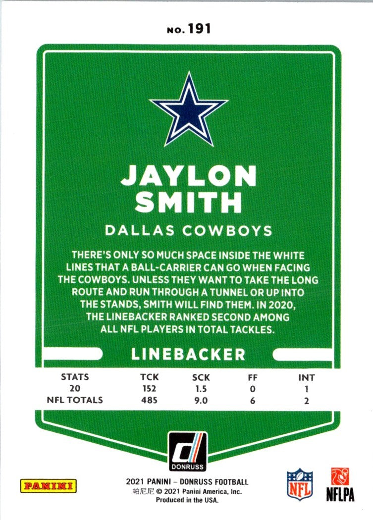 2021 Donruss Press Proof Blue Jaylon Smith