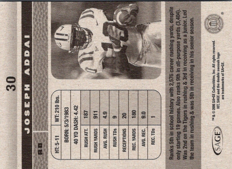 2006 SAGE HIT Joseph Addai