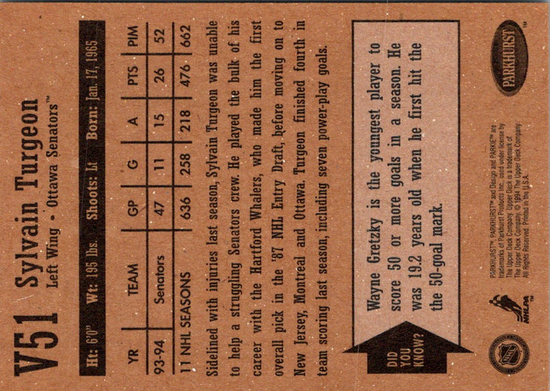 1994 Parkhurst Vintage Sylvain Turgeon