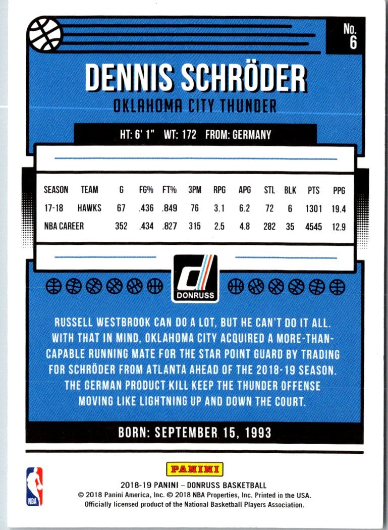 2018 Donruss Dennis Schroder