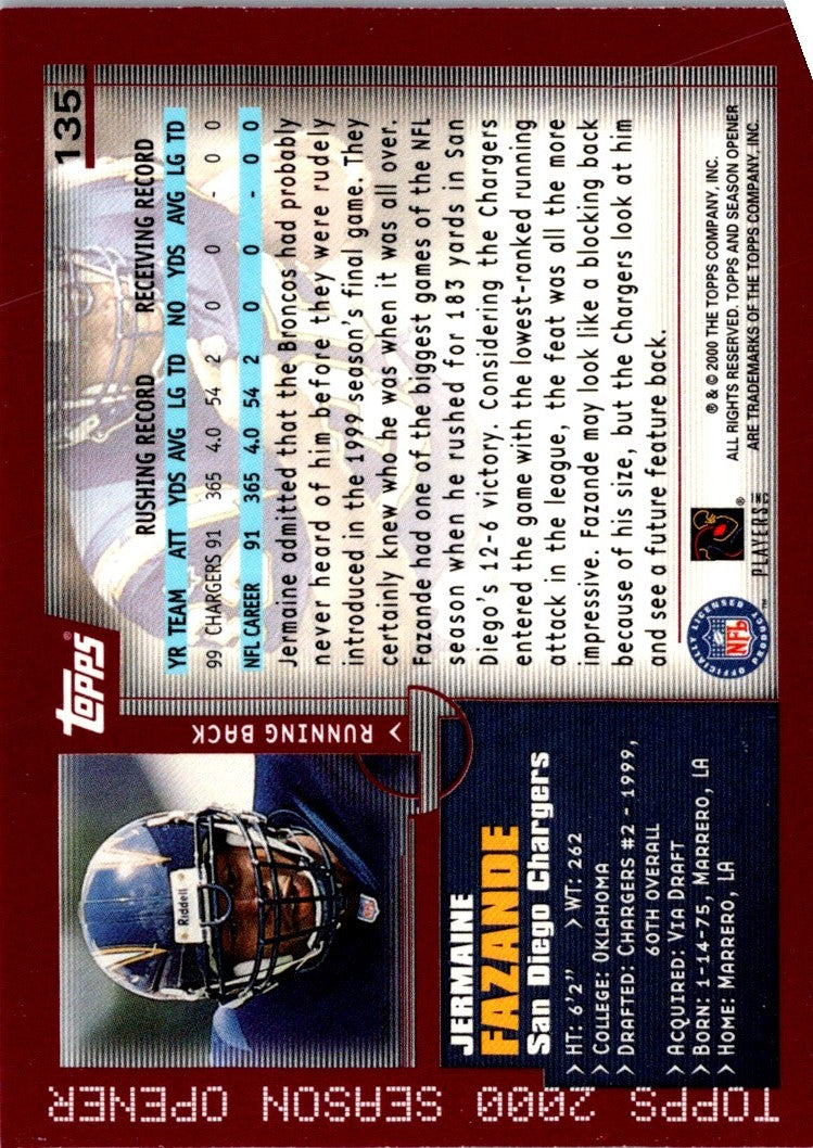 2000 Topps Season Opener Jermaine Fazande