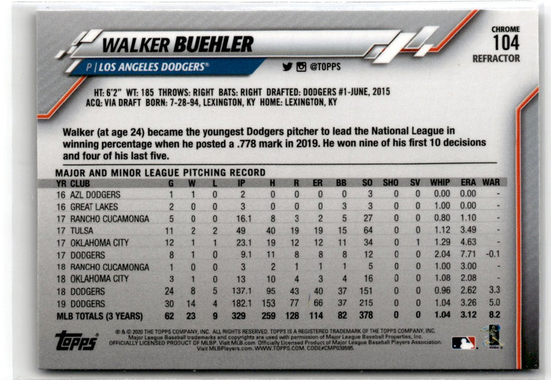 2020 Topps Chrome Walker Buehler