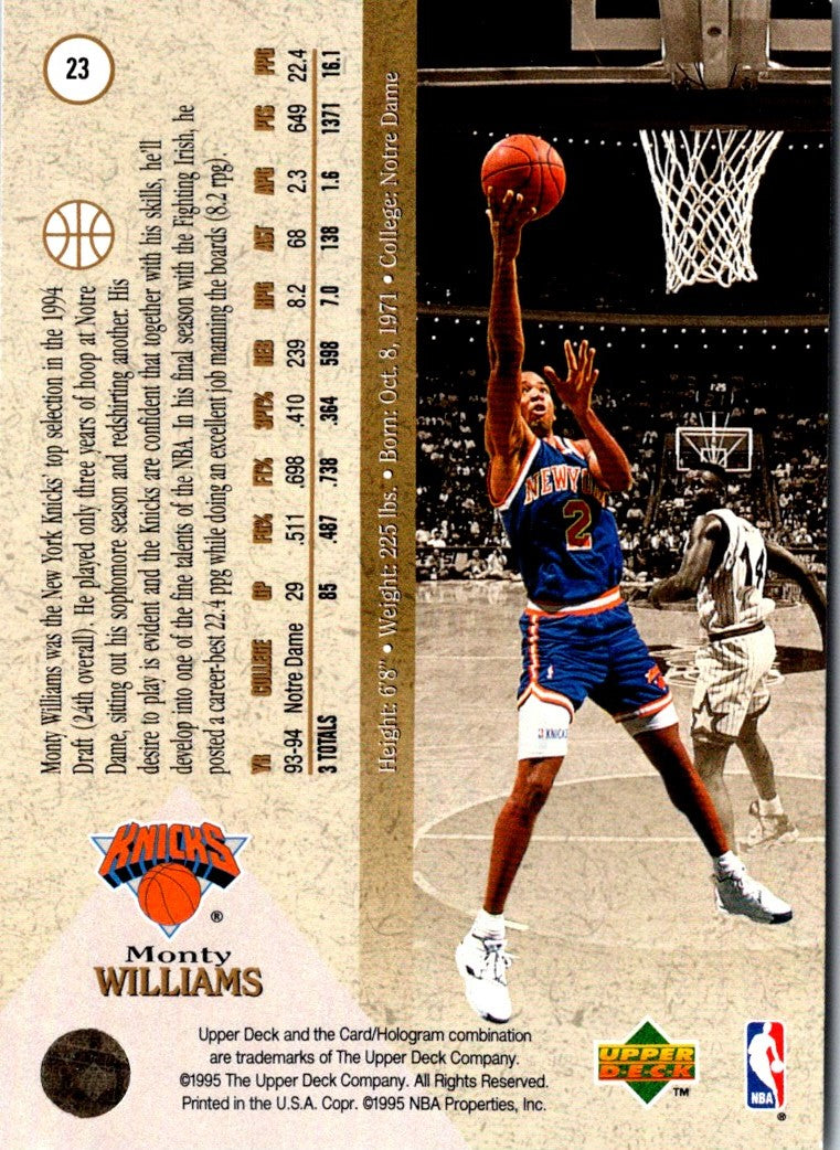 1995 Classic Superior Pix Chrome Gold Monty Williams