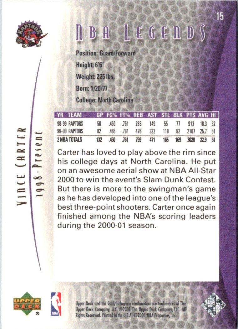 2001 Upper Deck Flight Team Vince Carter