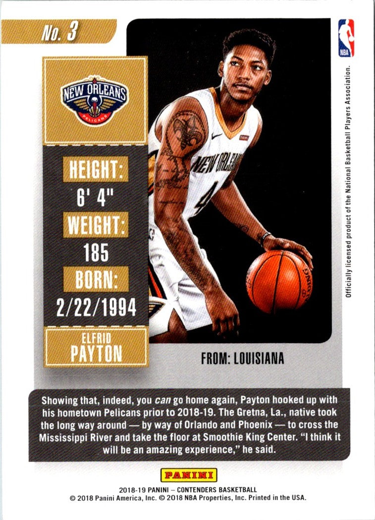 2018 Panini Contenders Game Ticket Elfrid Payton