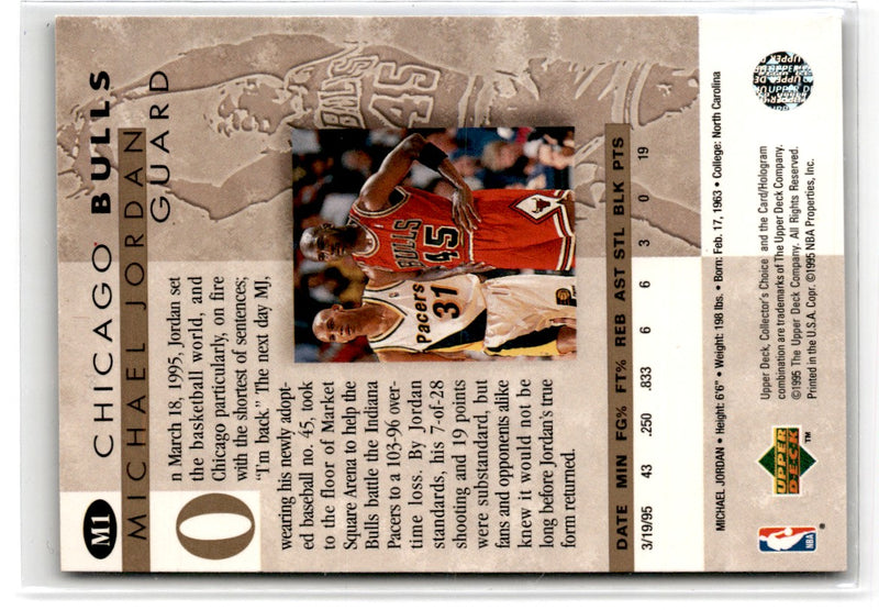 1995 Collector's Choice Jordan He's Back Michael Jordan