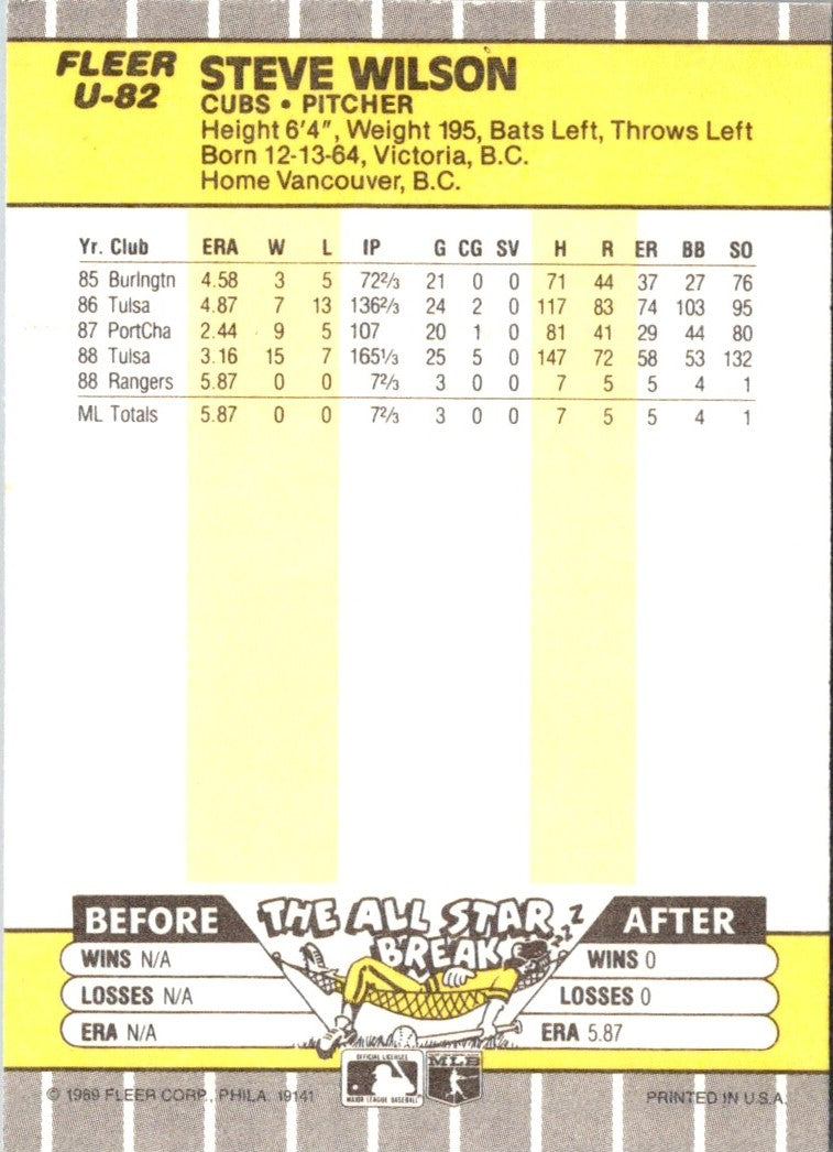 1989 Fleer Update Steve Wilson