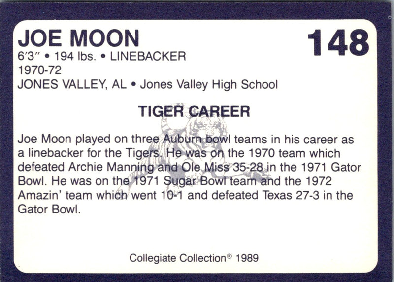 1989 Collegiate Collection Auburn Coke 580 Joe Moon