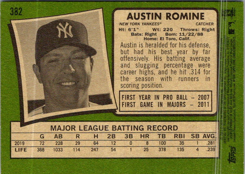 2020 Topps Heritage Austin Romine