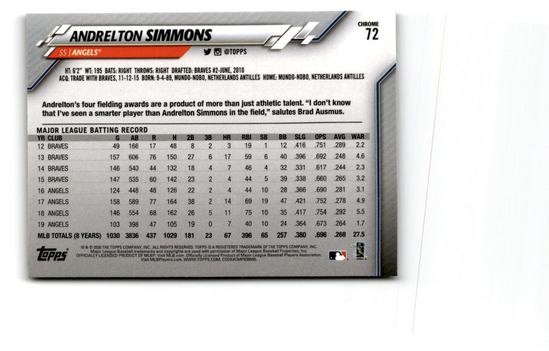 2020 Topps Chrome Andrelton Simmons