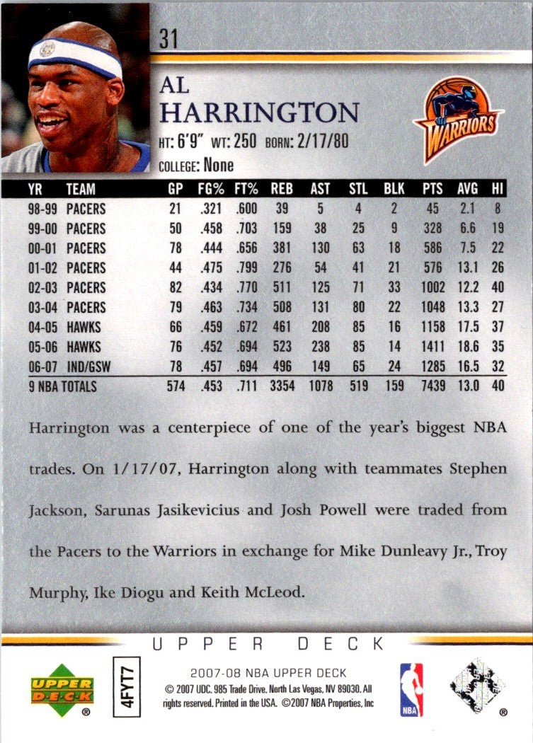 2007 Upper Deck Al Harrington