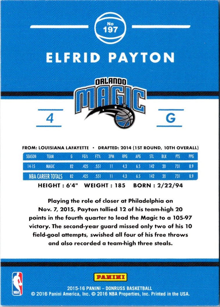 2015 Donruss Elfrid Payton